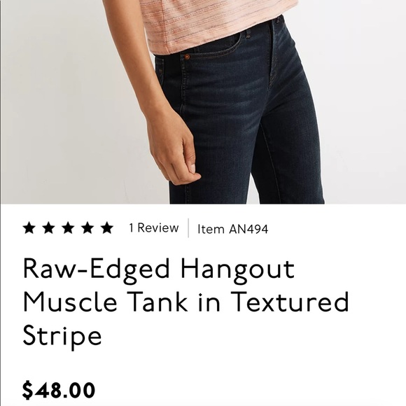 Madewell Raw-Edged Hangout Muscle Tank in Textured Stripe - Picture 3 of 8